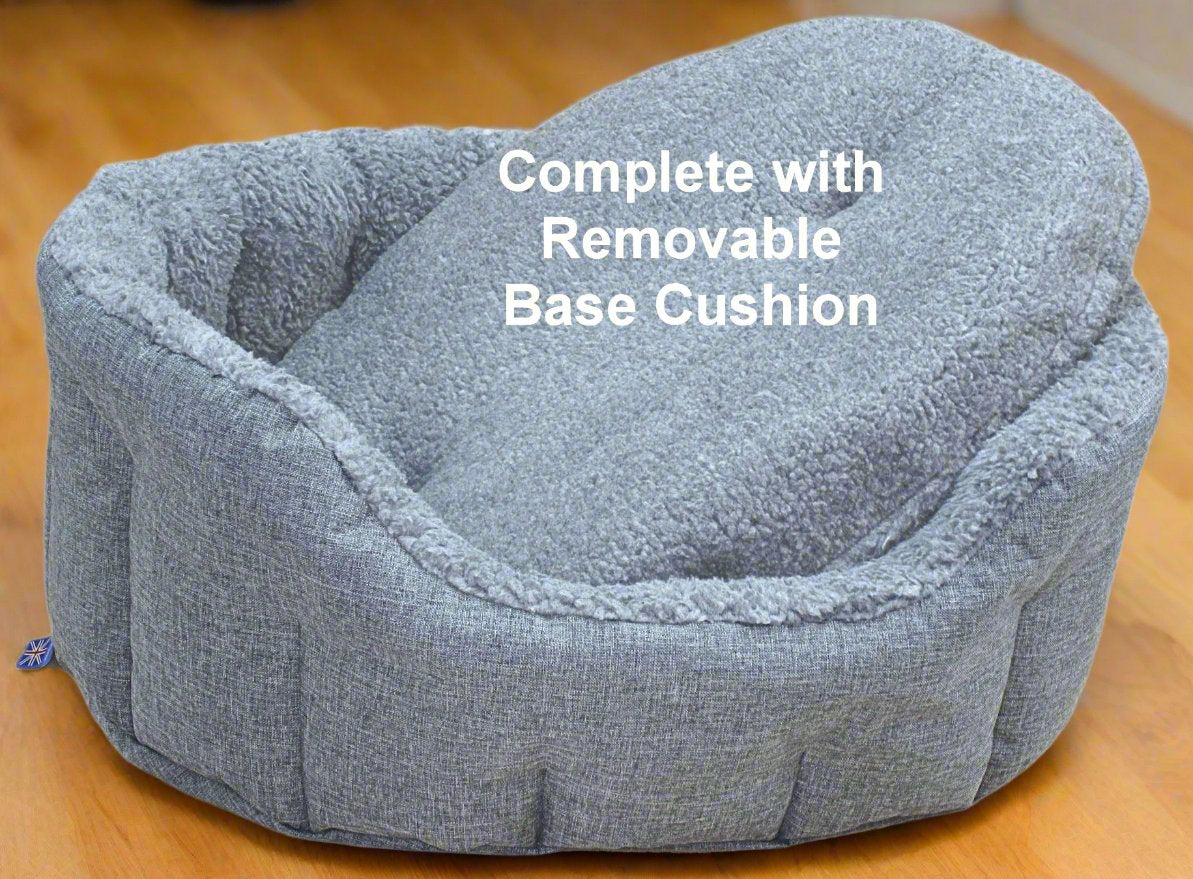 Premium Oval Bolster Style Heavy Duty Fleece Lined Machine Washable Dog Bed