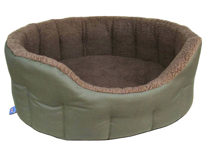 Premium Oval Bolster Style Heavy Duty Fleece Lined Machine Washable Dog Bed