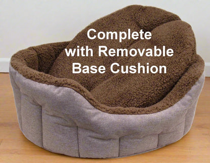 Premium Oval Bolster Style Heavy Duty Fleece Lined Machine Washable Dog Bed